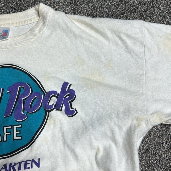 Vintage Super T's Hard Rock Cafe St. Marten White Grunge Tshirt XL - Picture 11 of 12